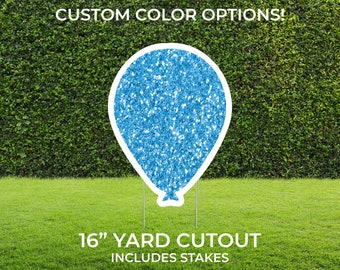 Glitter Balloon Yard Sign Cutout | Custom Yard Décor | Lawn Sign | Birthday, Graduation, Party | Customizable Yard Set | Includes Stakes