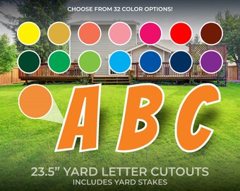 Custom Letter Yard Sign Cutouts | Party/Event Yard Décor | Personalized Yard Letters | 23.5" Lawn Letters with Stakes