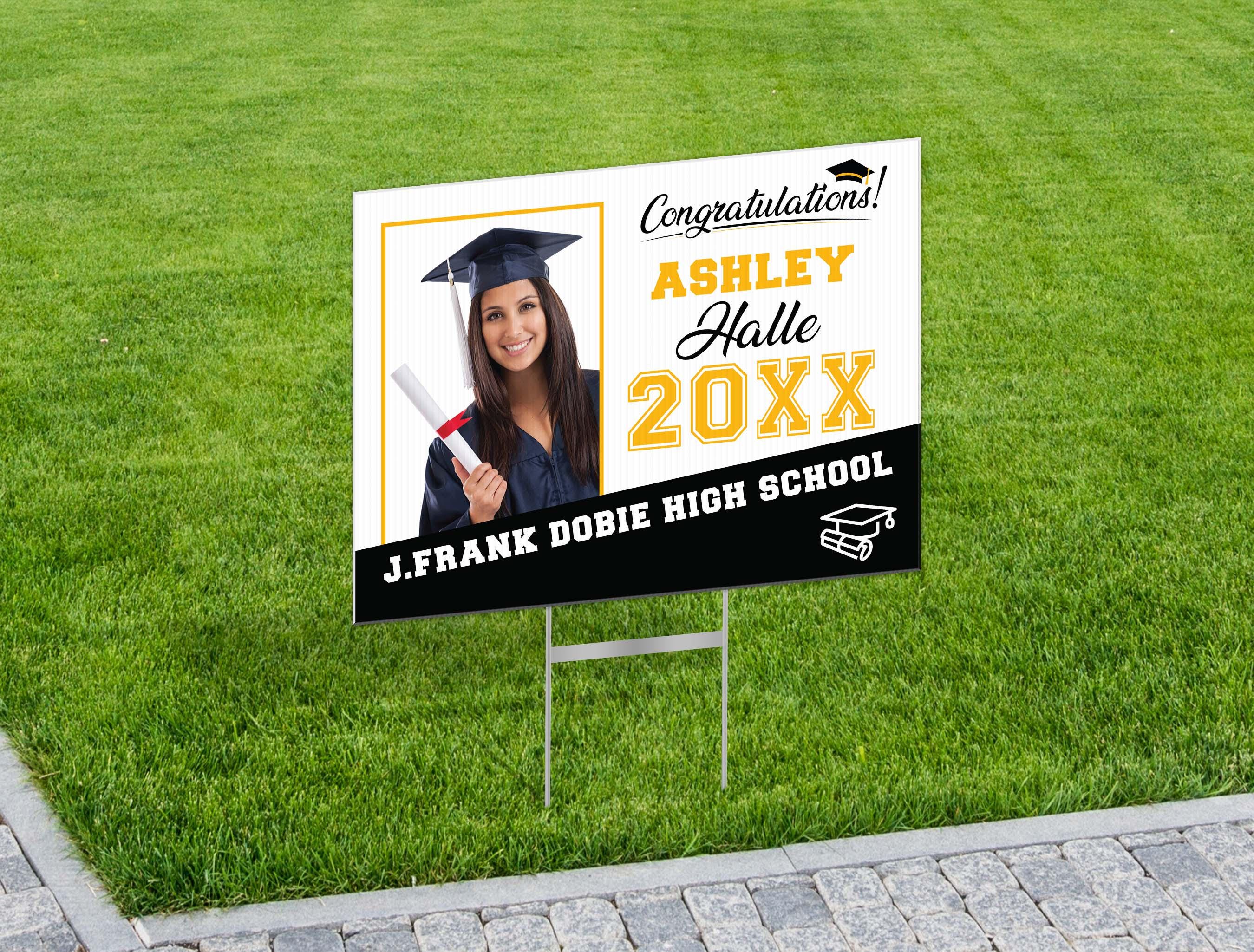 Graduation Photo Both Sign Custom Graduation Yard Sign With Photo: Double-sided, 24