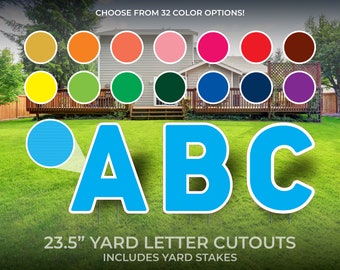 Custom Letter Yard Sign Cutouts | Party/Event Yard Décor | Personalized Yard Letters | 23.5" Lawn Letters with Stakes