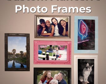 Custom Adhesive Photo Frames 6-Pack - Personalized Peel & Stick Vinyl Wall Decor for Dorm, Family Pictures, Removable Art