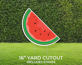 Watermelon Yard Sign Cutout | Summer Party Décor | Build Your Own Yard Cutout Set Customizable | Includes Stakes