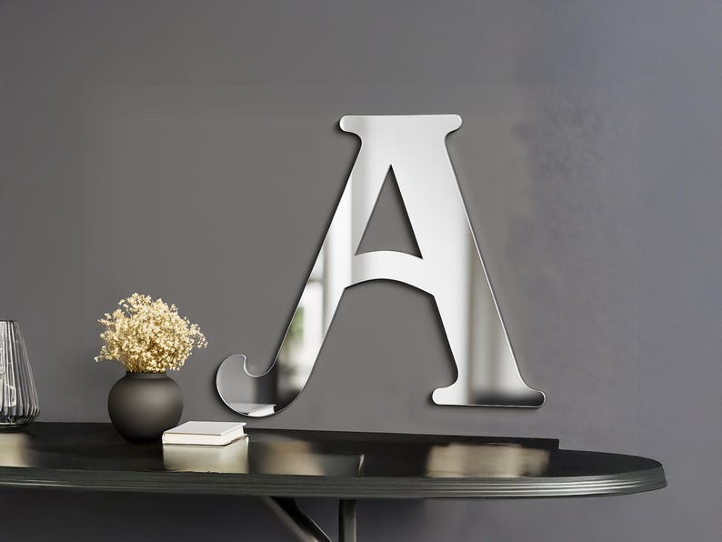 Customizable Mirrored Acrylic Initial Sign - Elegant Wall Decor for ...