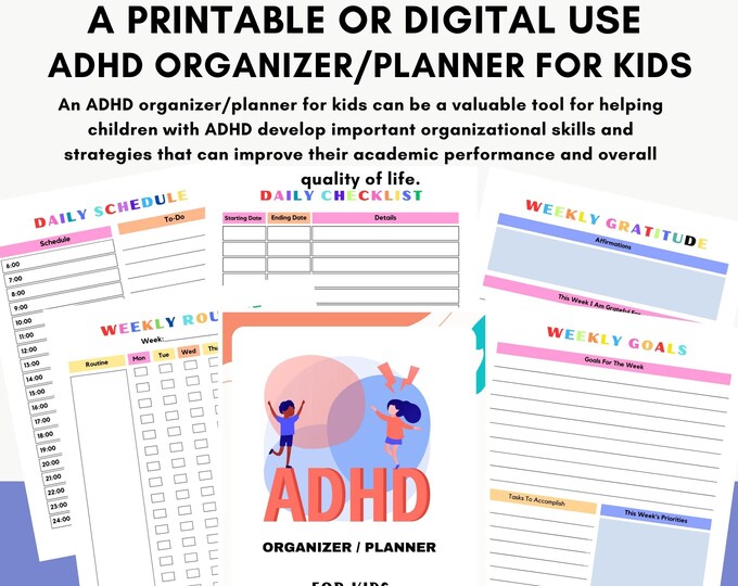 Kids ADHD Organizer/planner Download Printable or Digital, Organize ...