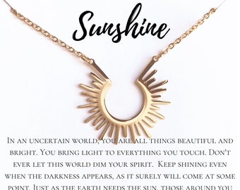 Sunshine Sun Pendant with Inspirational Message Necklace