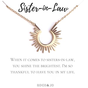 Sister-in-Law Sun Pendant Necklace - SIL Wedding Day Gift - Sister-in-Law Gift