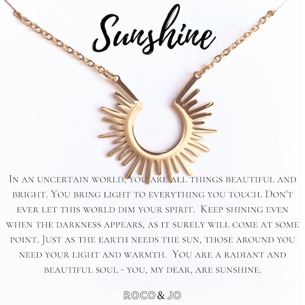 Sunshine Sun Pendant with Inspirational Message Necklace
