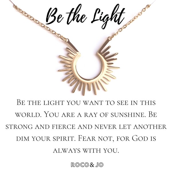 Be the Light Faith Necklace - Inspirational Message - Sun Necklace