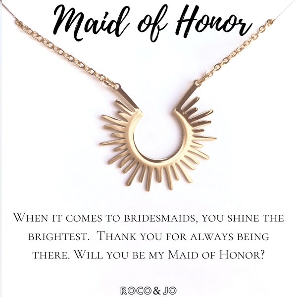 Maid of Honor Sunshine Pendant  Necklace - Maid of Honor Thank You - Will you be my Maid of Honor Gift