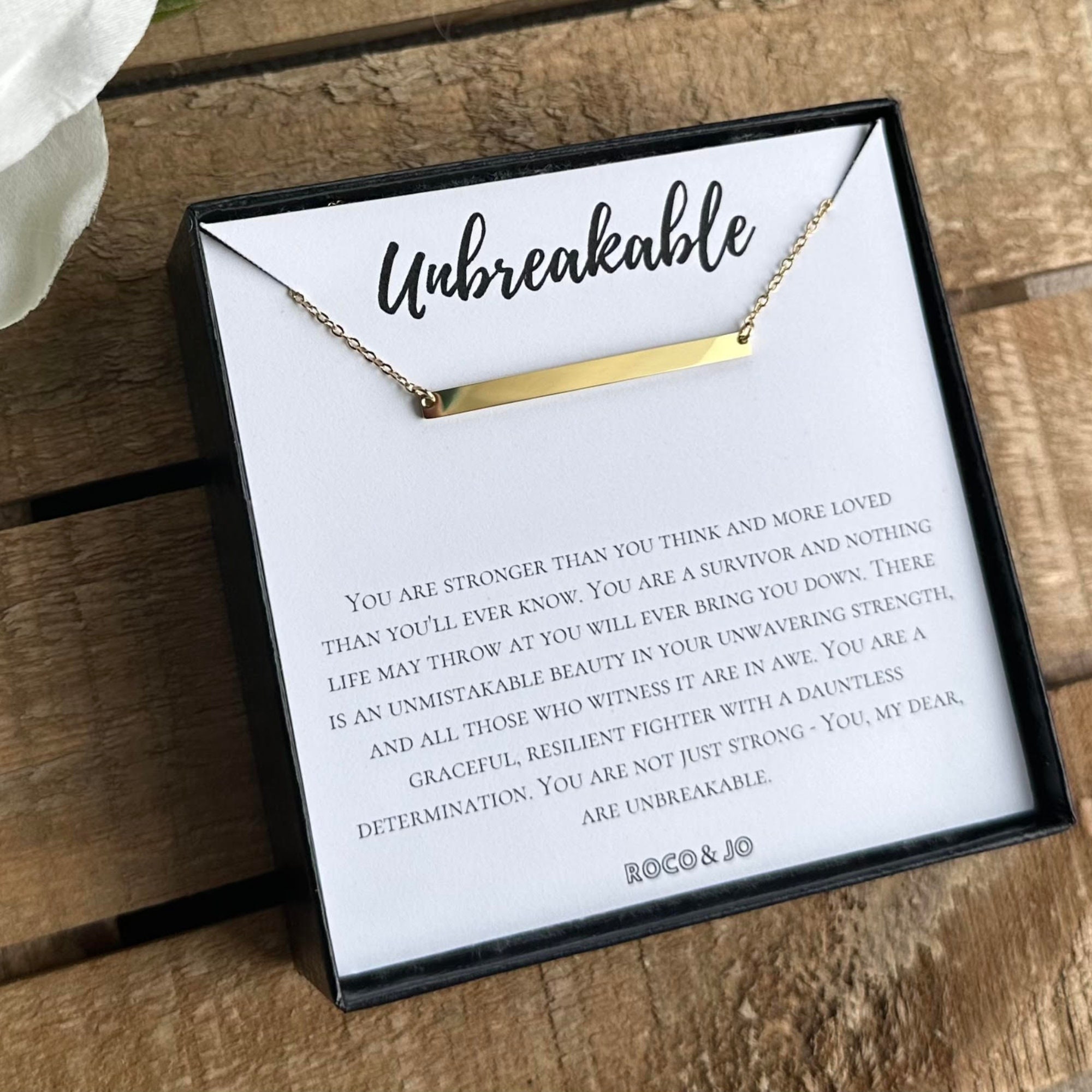 Unbreakable Strength Bar Pendant Necklace Etsy UK