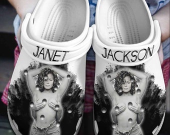 Personalisierte Janet Jackson Musik Clogs Schuhe, personalisierte Janet Jackson Schuhe Slipper, Janet Jackson Sommerschuhe, Janet Jackson Herren Damen Sandalen