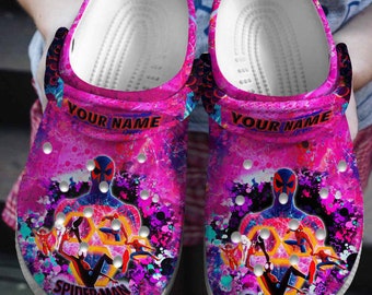 Spider Man Across The Spider Verse Cartoon Clogs Shoes, Custom Spider Man Clogs Shoes, Spider Man Summer Shoes Slippers, Spider Man Sandals