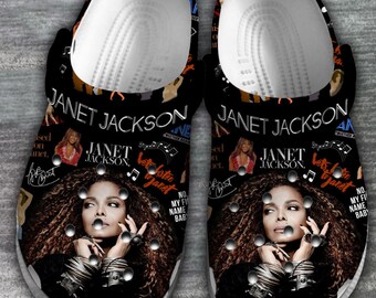 Personalized Janet Jackson Music Clogs Shoes,Janet Jackson Summer Shoes,Custom Janet Jackson Shoes Slipper,Janet Jackson Mens Womens Sandals