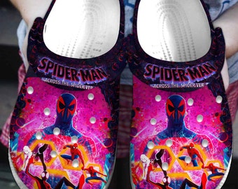 Benutzerdefinierte Spider Man Across The Spider Vers Cartoon Clogs Schuhe, Spider Man Clogs Schuhe, Spider Man Sommerschuhe Hausschuhe, Spider Man Sandalen