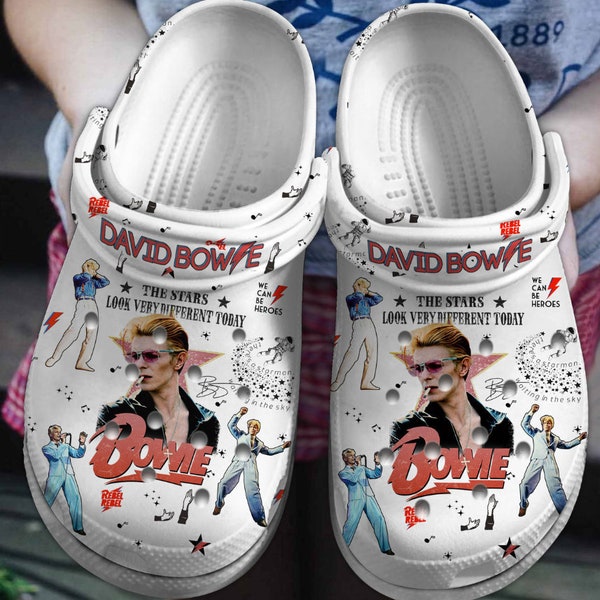 David Bowie Rapper Music Clogs Shoes, Personalized David Bowie Sandals, David Bowie Shoes, David Bowie Summer Shoes, David Bowie Fans Gift