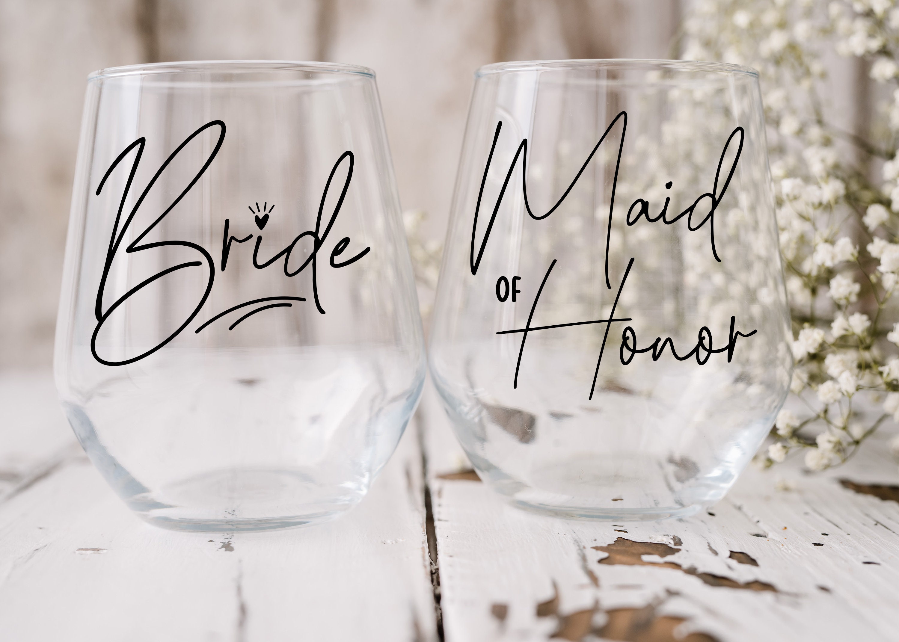 Personalized Bridesmaid Custom Name Floral Wine Glass – Squishy Cheeks