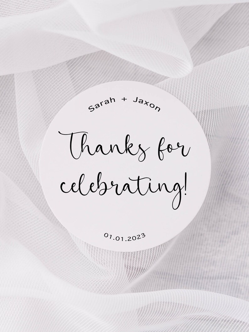 Wedding Thank You Labels, Round White Matte Stickers for Wedding Snack