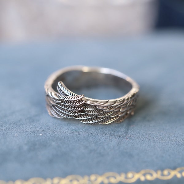 Angel Feather Ring, Wrapping Wing Ring, Silver Detail Ring, Couple Ring, Love Ring, Protection Symbol Ring, Open Adjustable Size, Unisex