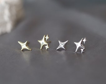 Star studs earrings, star earrings, star studs, silver star studs, cz stud earrings, starburst studs, starburst earrings, snowflake studs