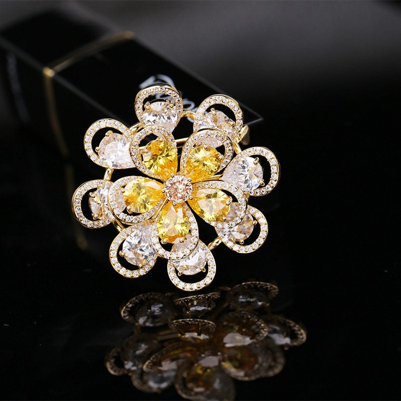 Flower brooch golden flower brooches high quality brooch Etsy