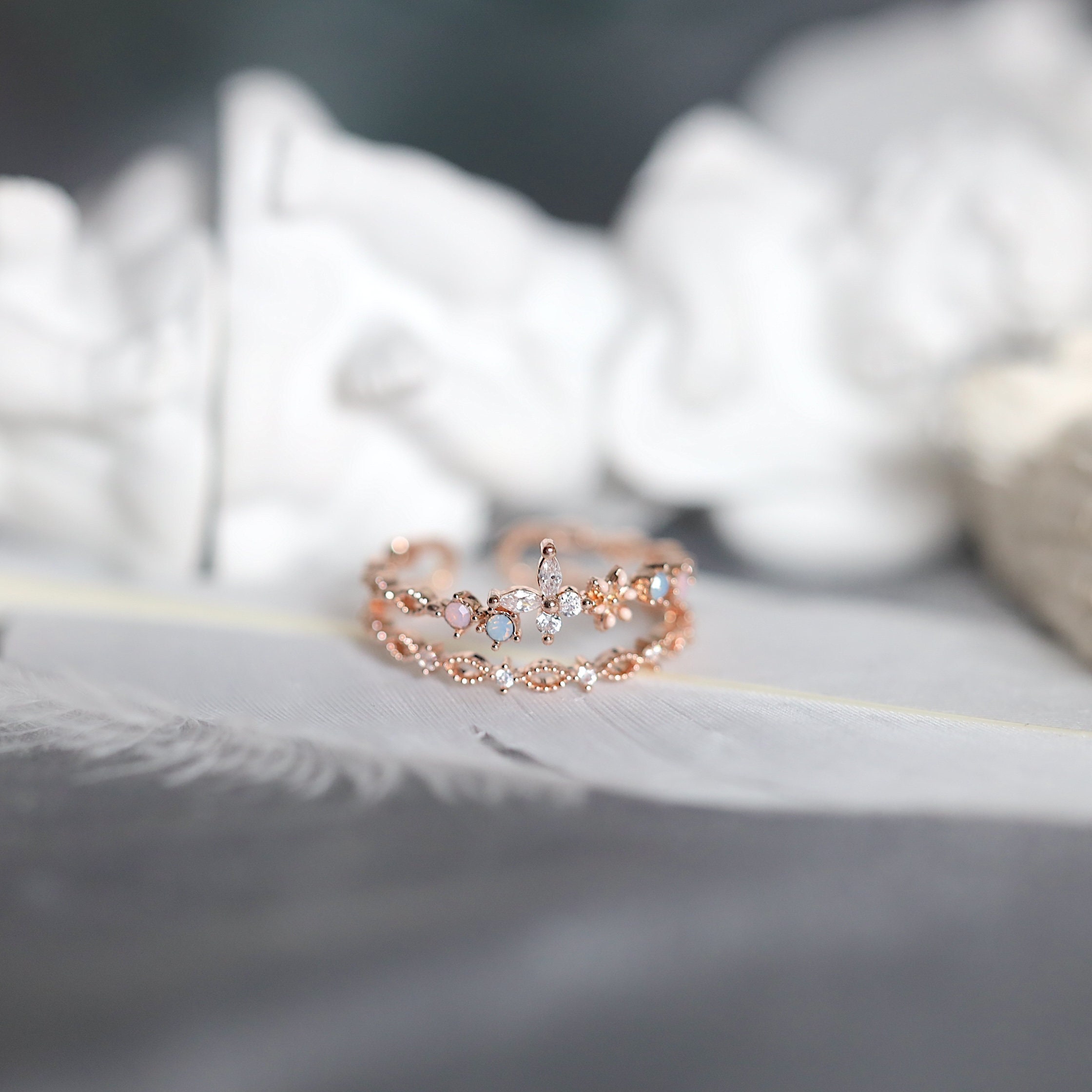 Butterfly Rings, Crescent Rings, Stackable Rings, Adjustable Rings, Cluster Ring, Dainty Stackable Rings, Open Ring, Floral Ring