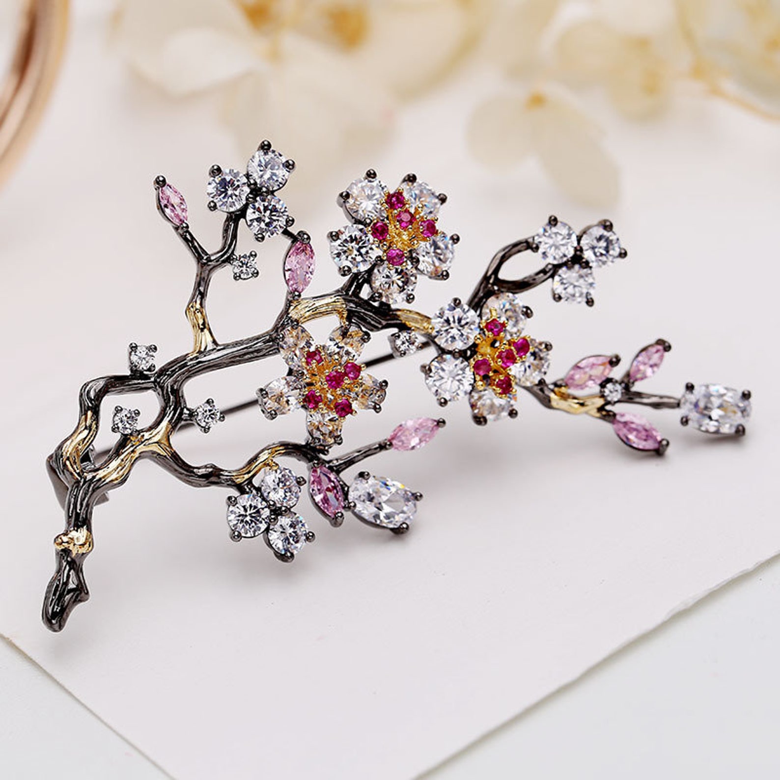 Flower brooch pink flower brooches high quality brooch Etsy