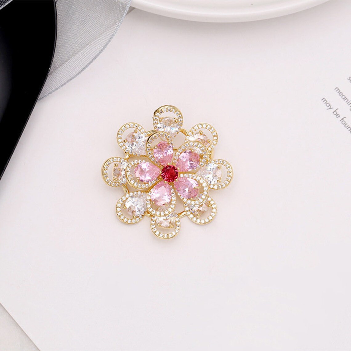 Flower brooch golden flower brooches high quality brooch Etsy