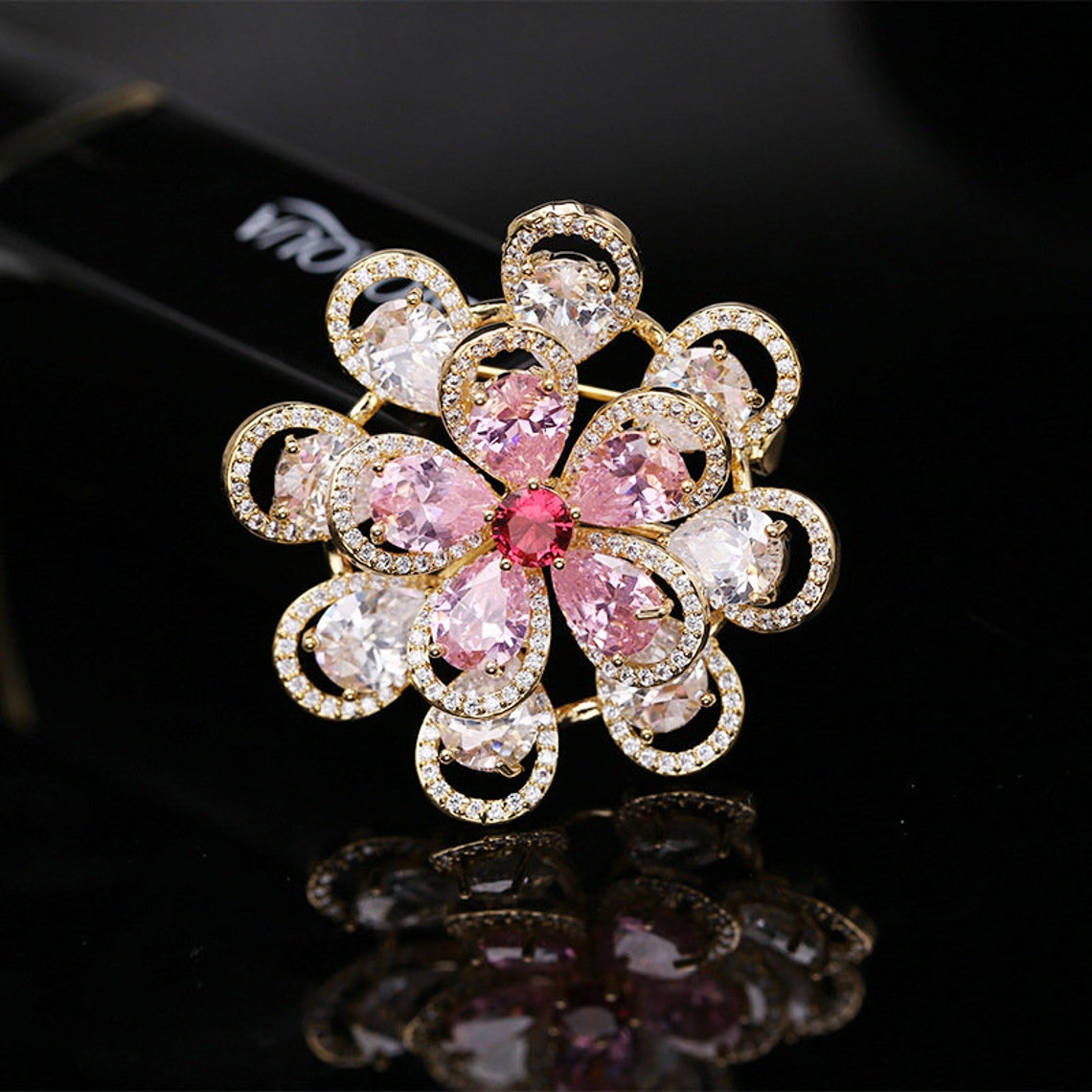 Flower brooch golden flower brooches high quality brooch Etsy