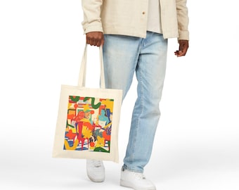 Art Tote Bag: Cotton Canvas Reusable Shopping Bag, Anahita Amouzegar Design