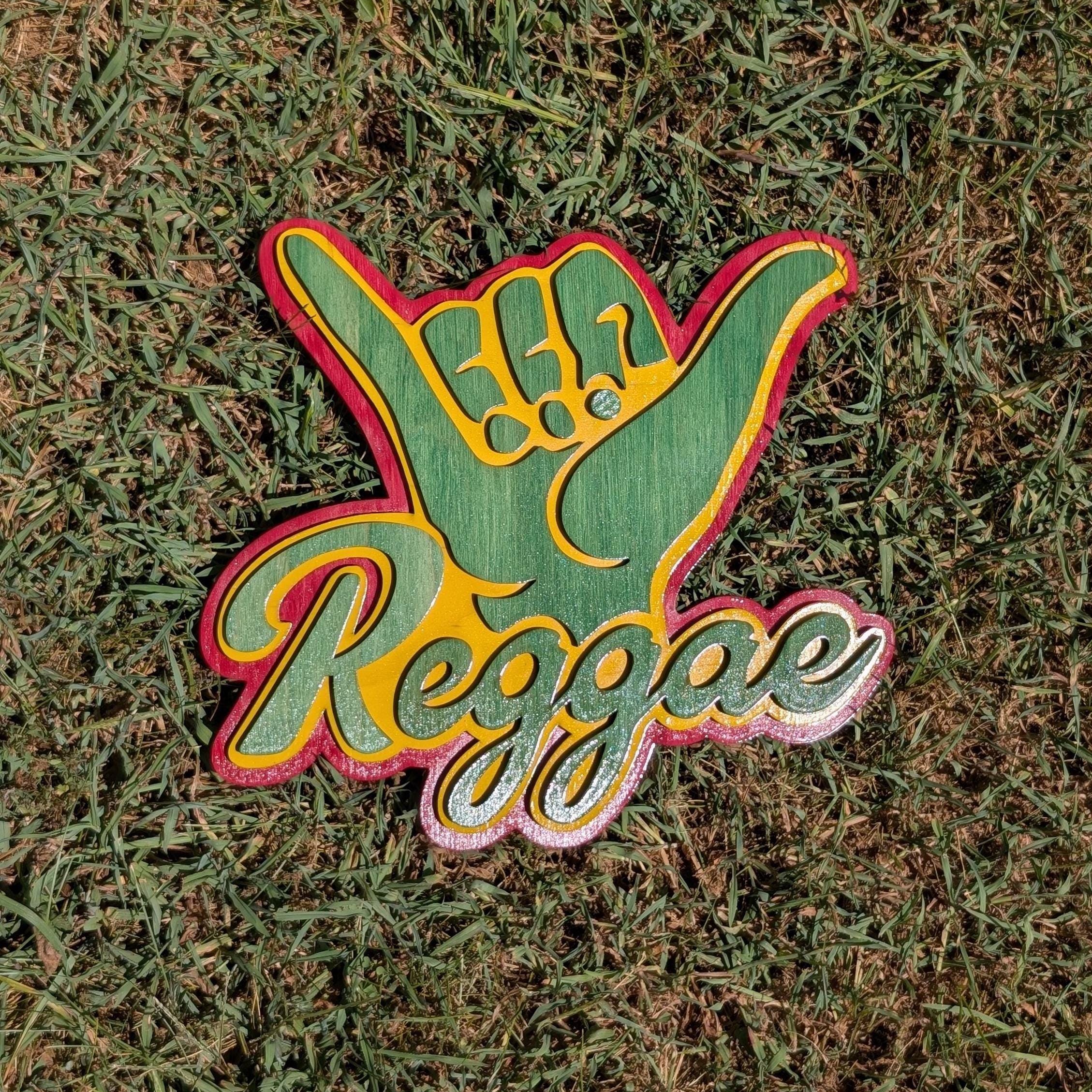 Reggae Shaka Hand Wood Sign: Rasta Colors 3D Layered Wall Art - Thumbnail 2