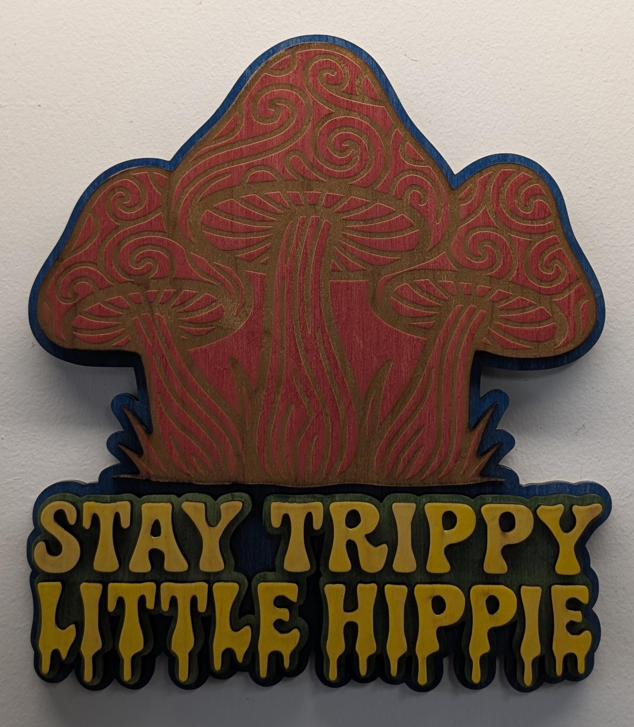 Stay Trippy Little Hippie Sign: Boho Mushroom Decor - Thumbnail 4