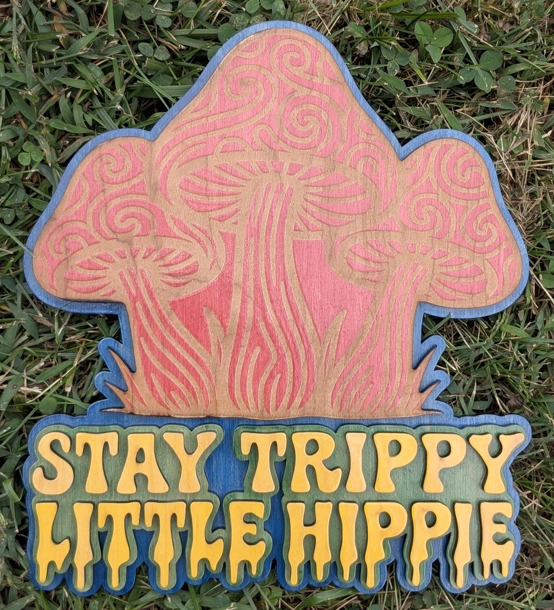 Stay Trippy Little Hippie Sign: Boho Mushroom Decor - Thumbnail 2