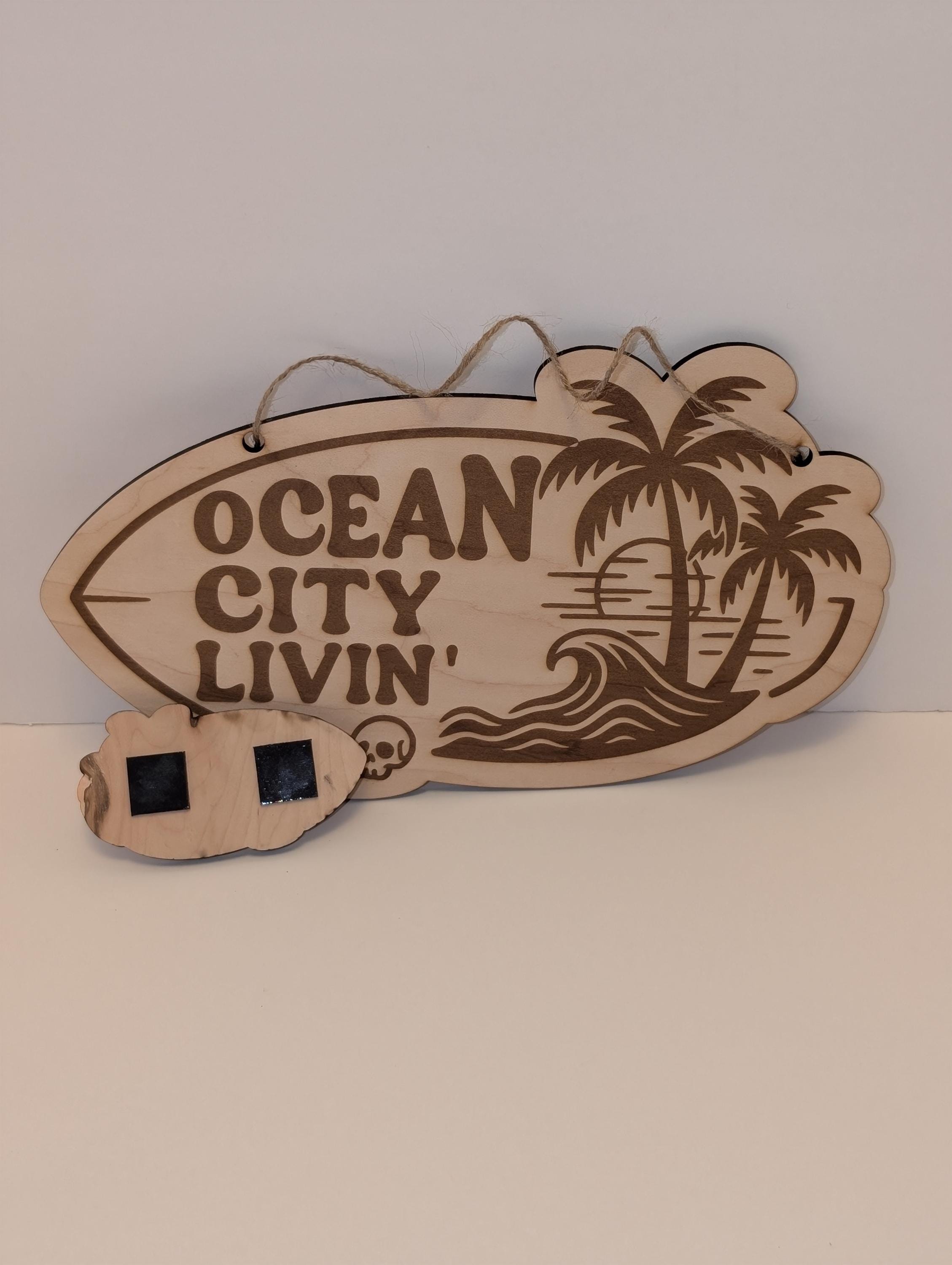 Ocean City Livin' / Wildwood Livin' - Beachy Wooden Sign + Magnet Set - Thumbnail 3