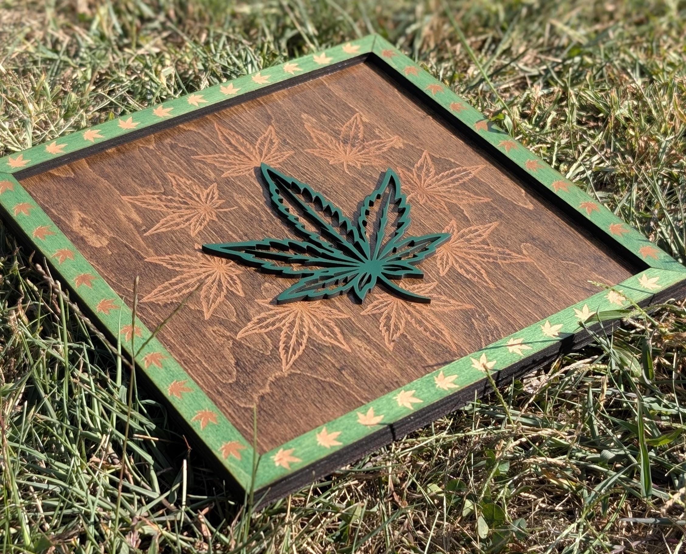Handmade Cannabis Leaf Wall Art | Reggae Stoner Home Decor | 3D Wood Burned Sign | Rasta Vibes Gift for Smokers & Music Lovers - Thumbnail 3