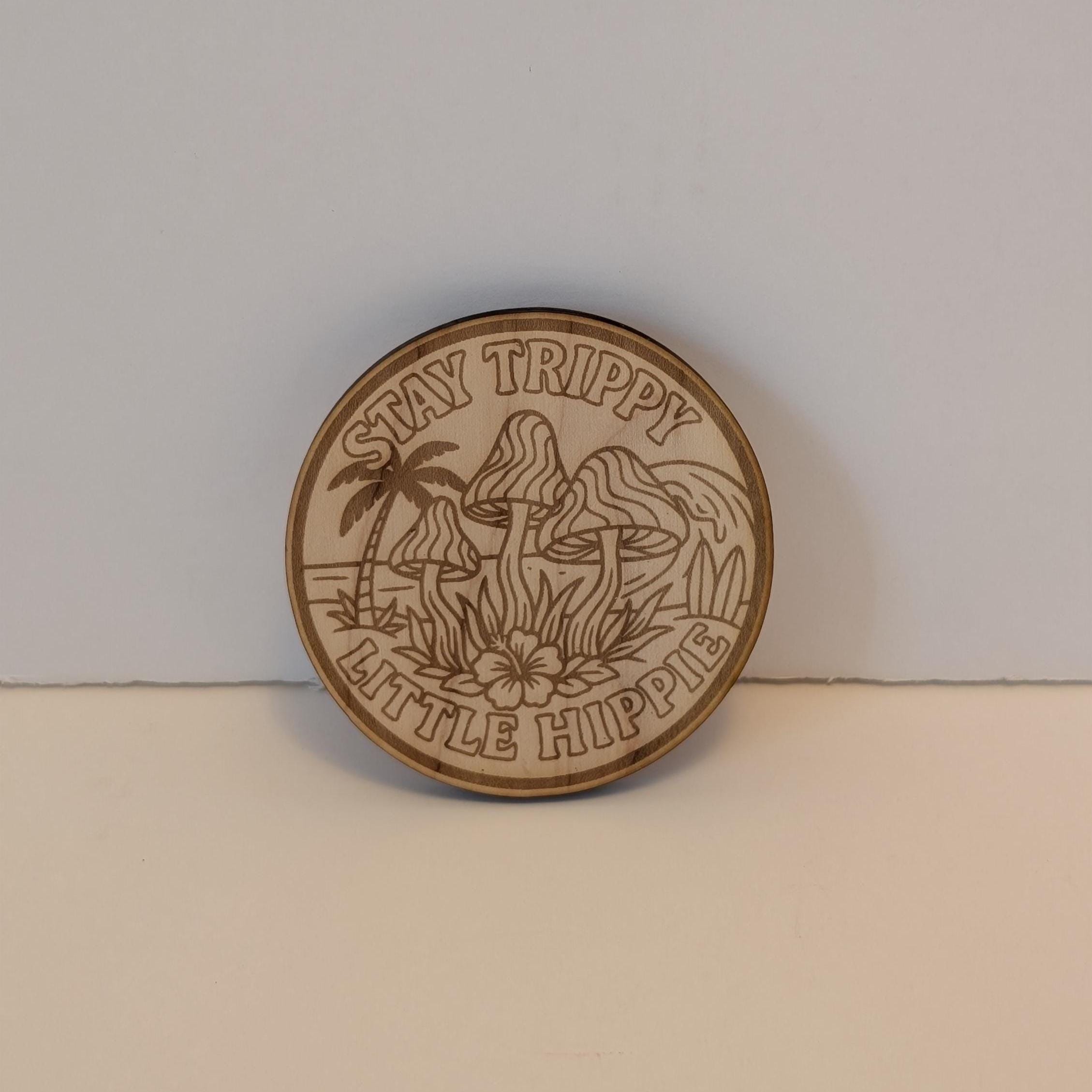 Trippy Mushroom Fridge Magnet: Laser Engraved Boho Decor - Thumbnail 2