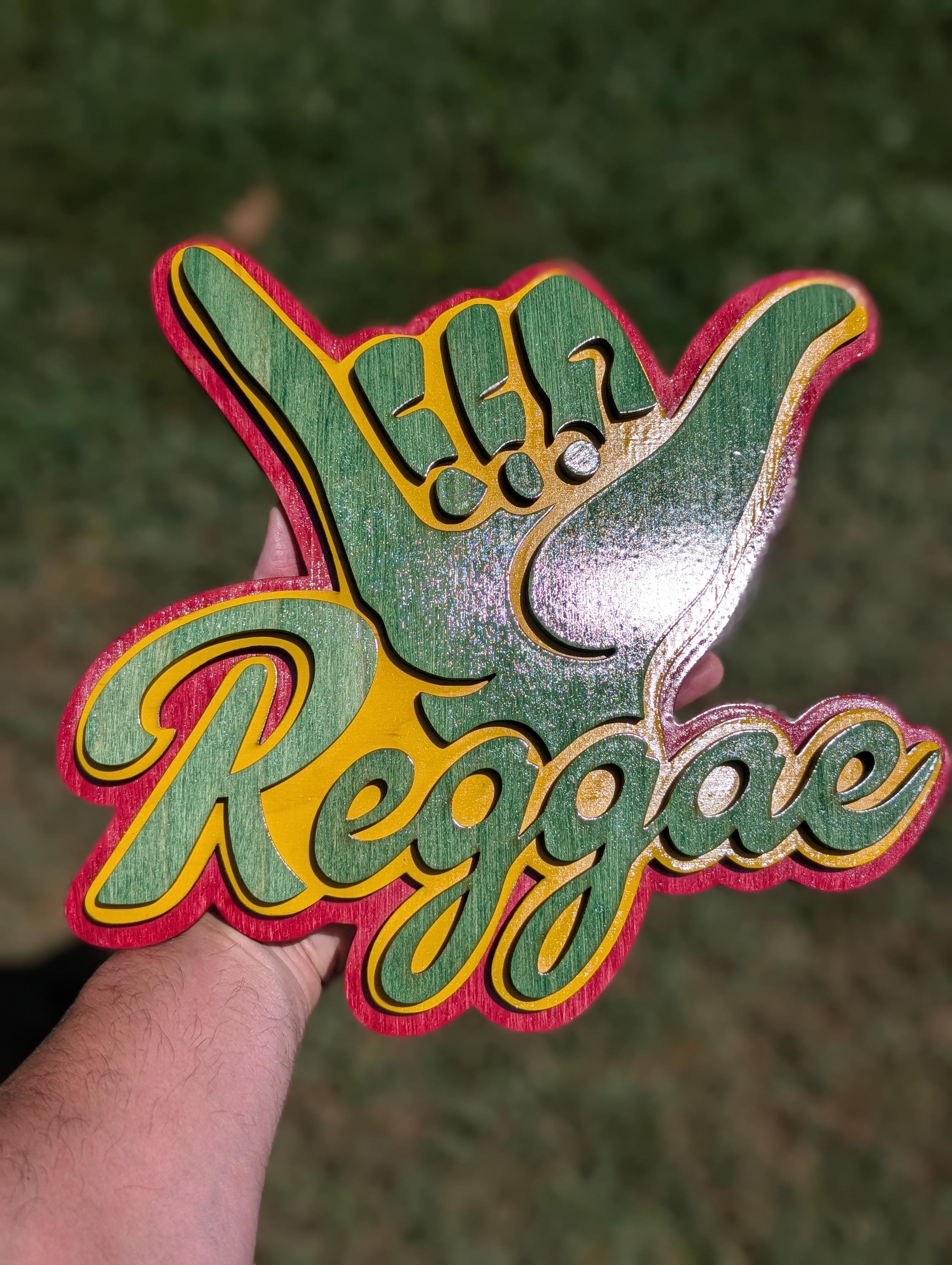 Reggae Shaka Hand Wood Sign: Rasta Colors 3D Layered Wall Art - Thumbnail 7