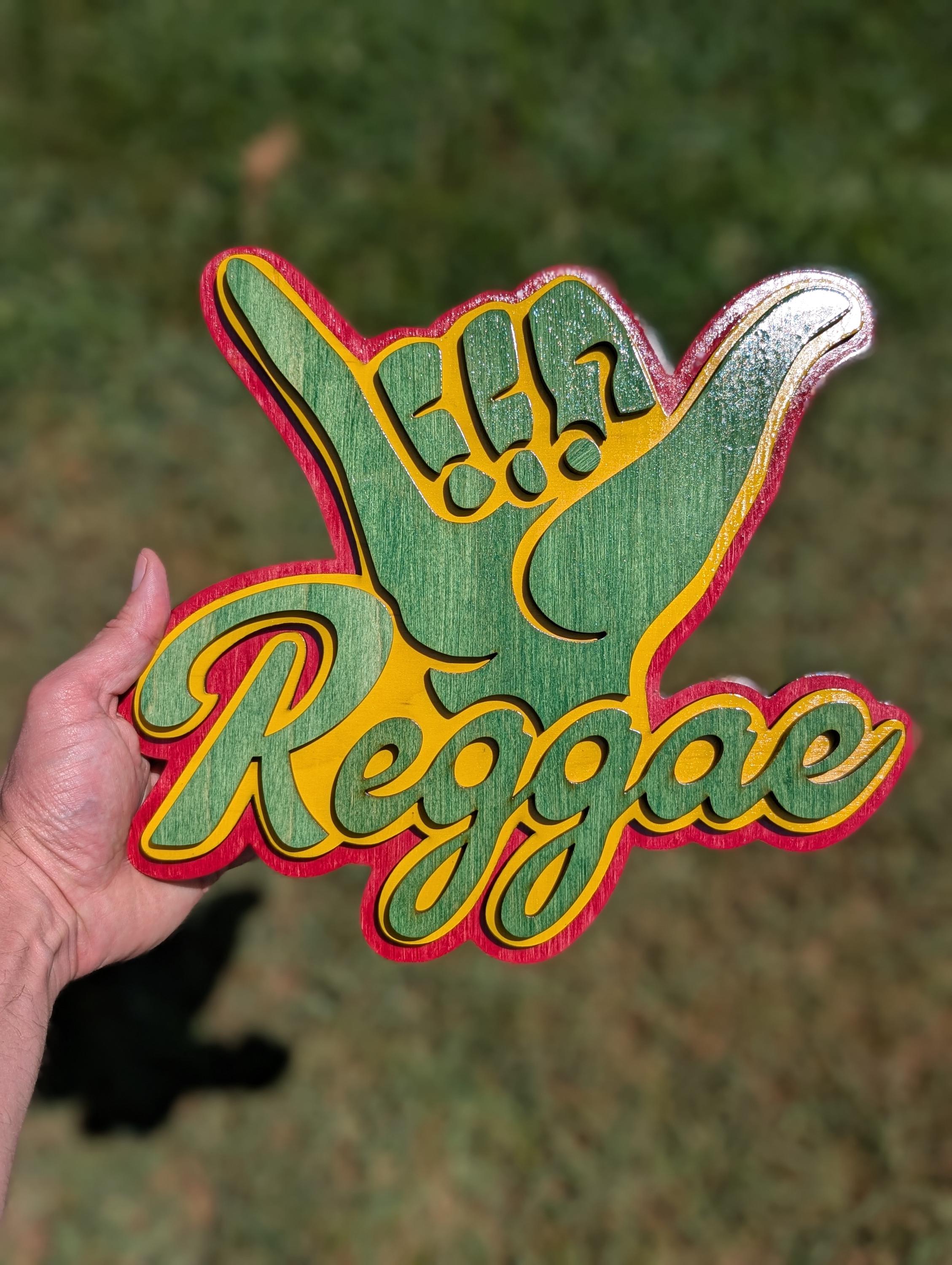 Reggae Shaka Hand Wood Sign: Rasta Colors 3D Layered Wall Art - Thumbnail 6