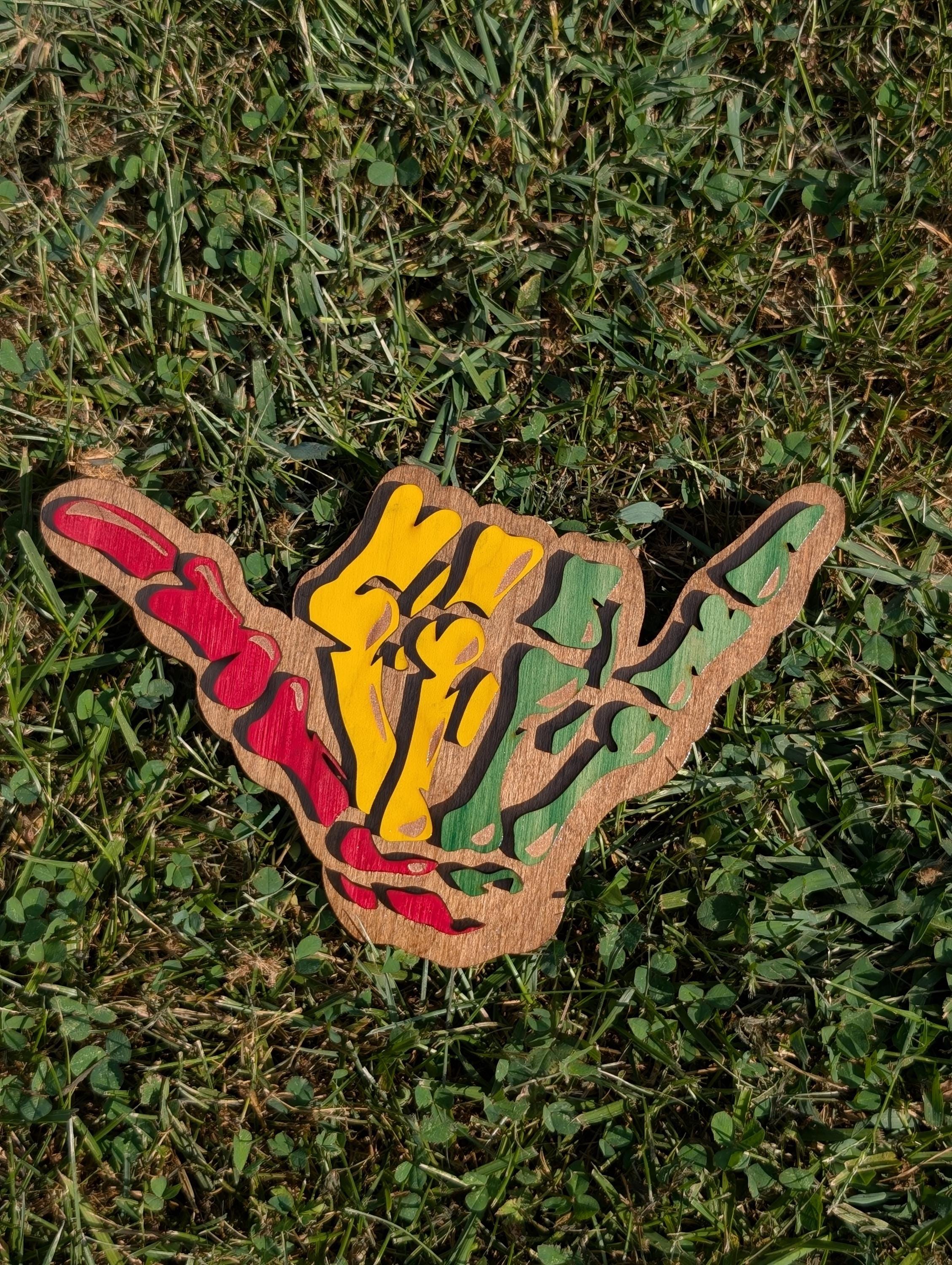 Hand Code Rastamania Rasta Shaka Wooden Wall Art: Reggae Hand Sign, Hawaiian Decor - 8