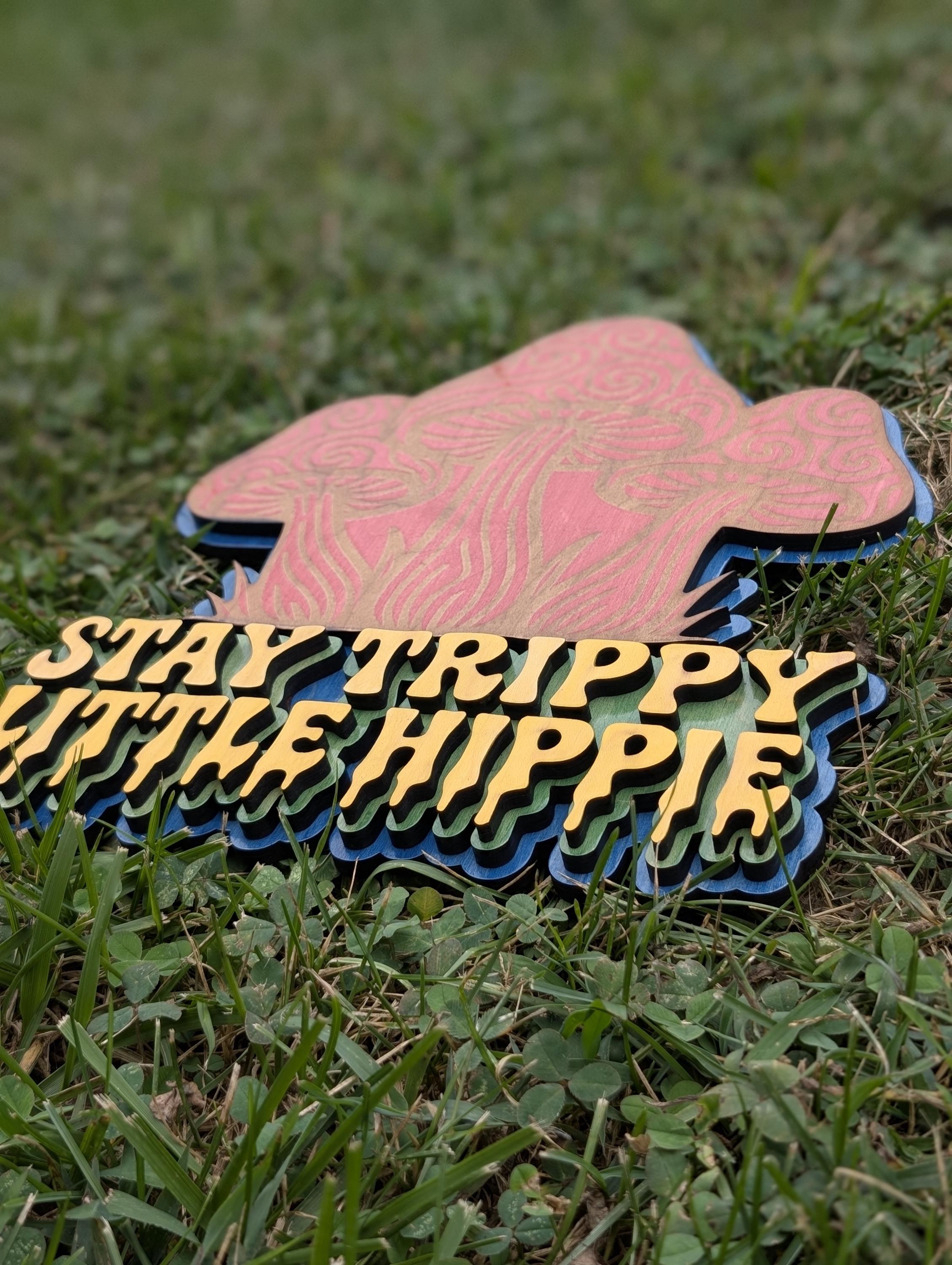 Stay Trippy Little Hippie Sign: Boho Mushroom Decor - Thumbnail 3