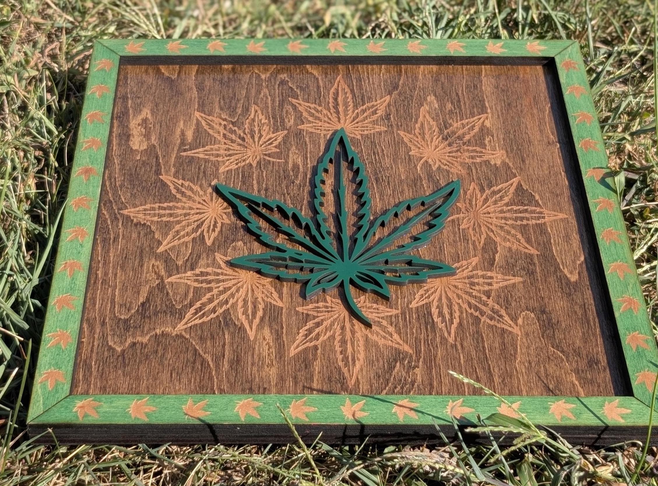 Handmade Cannabis Leaf Wall Art | Reggae Stoner Home Decor | 3D Wood Burned Sign | Rasta Vibes Gift for Smokers & Music Lovers - Thumbnail 2
