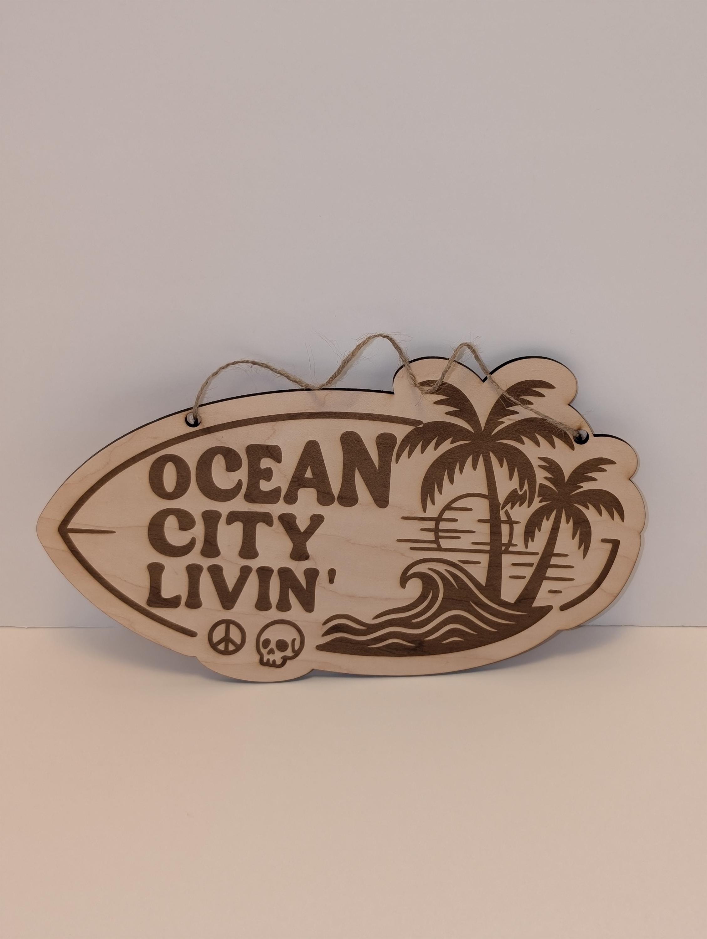 Ocean City Livin' / Wildwood Livin' - Beachy Wooden Sign + Magnet Set - Thumbnail 5