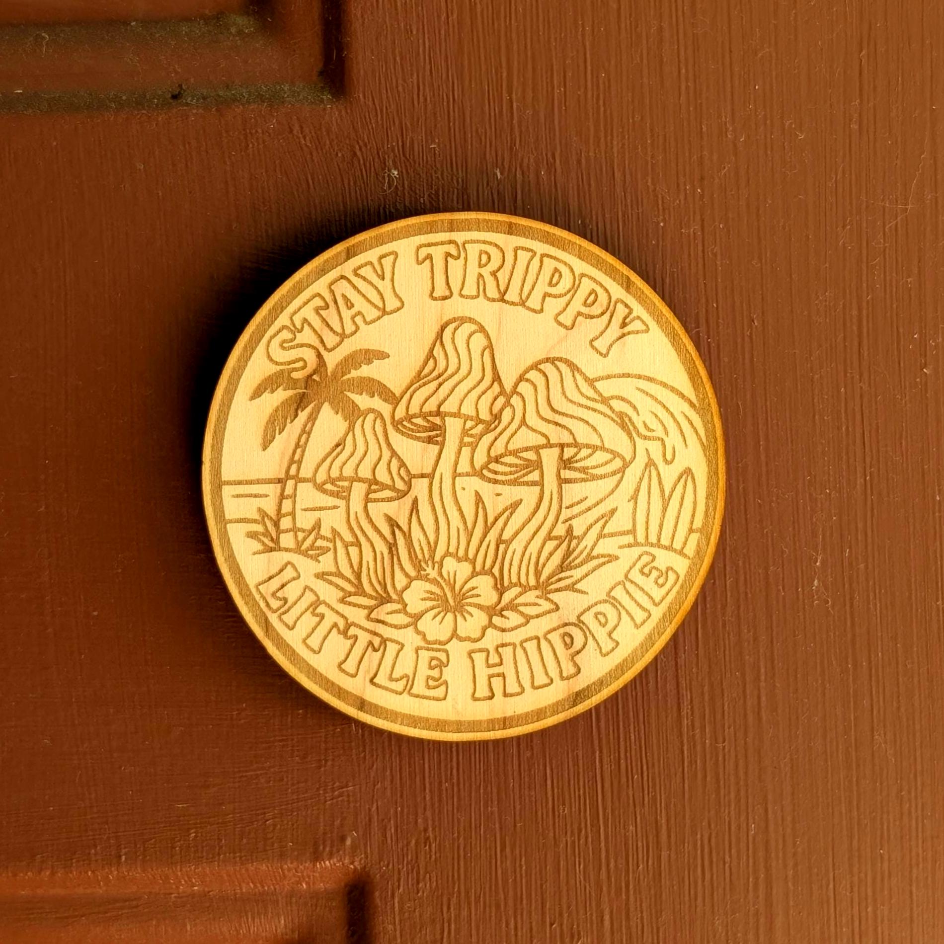 Trippy Mushroom Fridge Magnet: Laser Engraved Boho Decor - Thumbnail 3