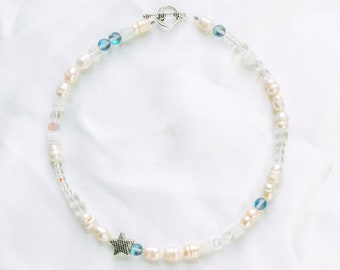 Milky Way | Beaded Necklace | Neutral Tone Jewelry | Star Bead Jewelry | Pearls | Pearl Necklace