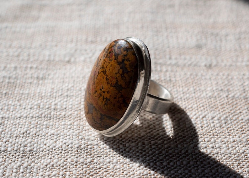 California Jasper Statement Ring Chunky jewelry Statement Jewelry Boho Jewelry Boho Jewelry Rings Jasper Ring Sterling Silver image 1