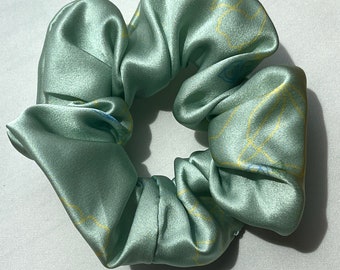 Light Green | Floral | Silk Scrunchie | Green Scrunchie | Hair Accessories | Scrunchie Tie | For her | Hair ties | Hair