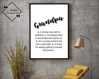 Grandpa Definition Gift | Definitions Poster | Gift For Grandad | Grandad  Quotes | Grandpa Family Definition Print | Instant Downloads ↓↓↓