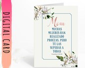 Happy Mother's Day Card, Día de la Madre, with a Bible Verse for Mom in Spanish to Print Yourself. Regalo Mom Download Yours Today↓↓↓