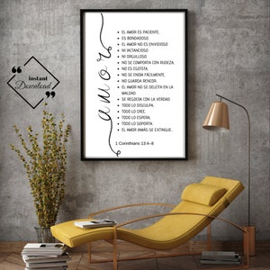 Spanisches Zitat Druck, 1 Korinther 13 4–8, Amor Poster, Spanischer Druck, Spanische Kunst, Amor Pared Arte, Spanische Bibel Kunst | Sofort-Downloads ↓