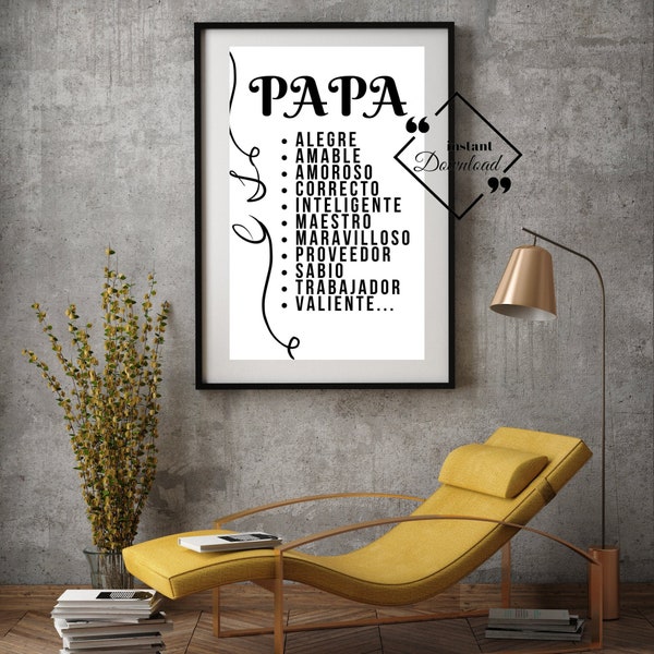 Spanish Father's Day Gifts, Dia del Padre, Spanish, Regalo para Papa, Gifts Latino in Spanish, Papa Es Spanish Art, Instant Downloads ↓↓↓
