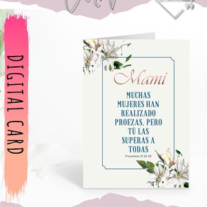 Mami Happy Mother&#39;s Day Card, Día de la Madre, with a Bible Verse for Mami in Spanish to Print Yourself. Regalo Mom Download Yours Today↓↓↓